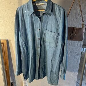 Vintage 90s Mili Designs Rhinestone Denim Shirt